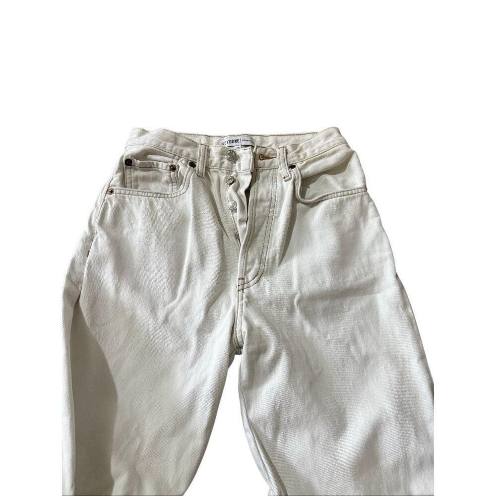 Re/done white high waisted button fly straight leg distressed hem jeans size 26 - Picture 3 of 8
